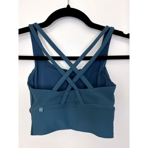 Lululemon Energy Longline Bra Ribbed. Size 2 EUC Green Jasper - Picture 4 of 5
